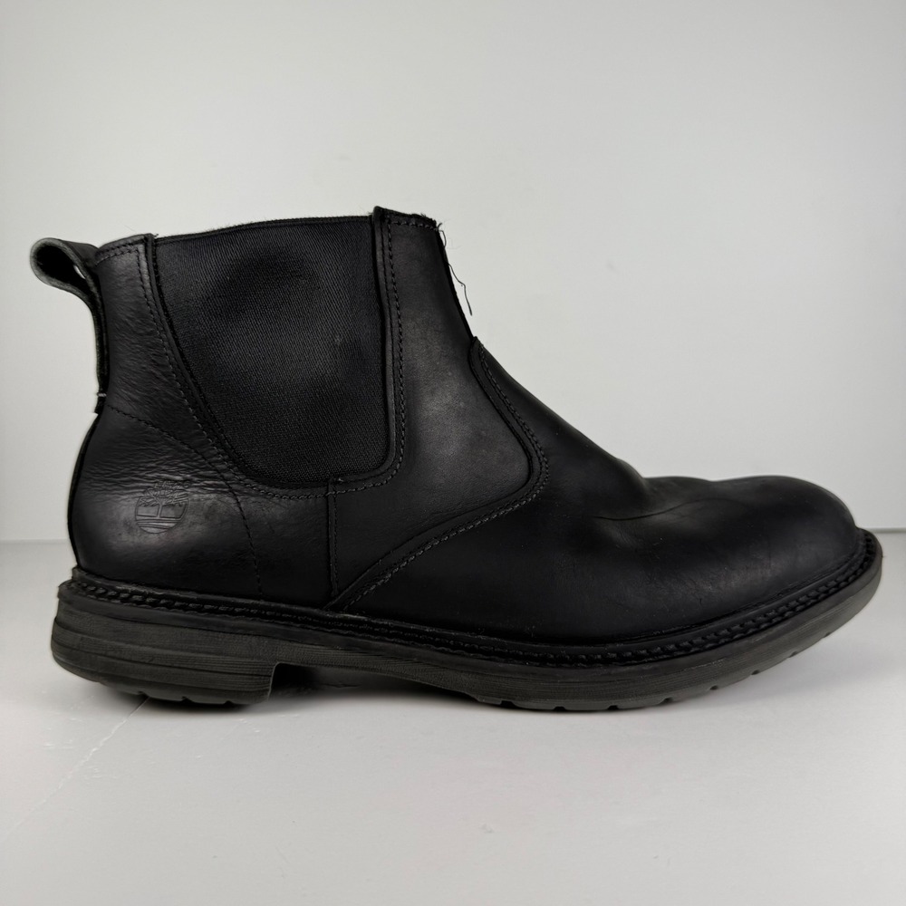 Timberland Logan Bay Leather Chelsea Boots Work Ankle Pull On Black Size 11